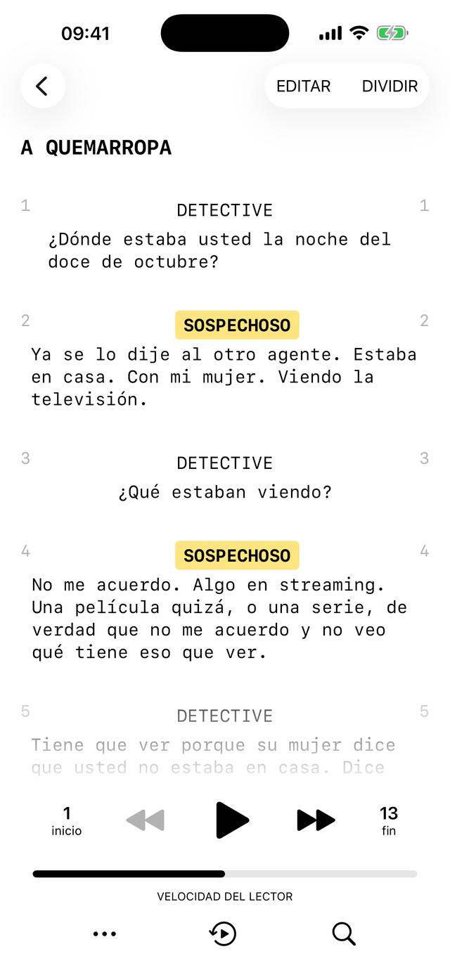 Pasando una escena sin manos, la app respondiendo al pie