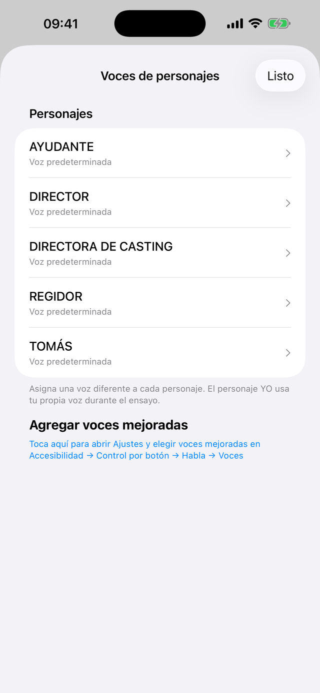 Asignando una voz a cada personaje del guion
